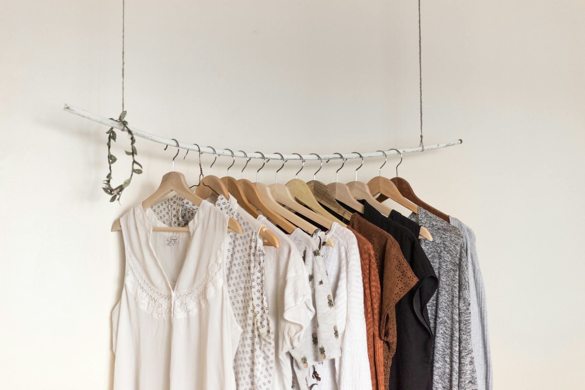 Flat lay of folded fashion garments